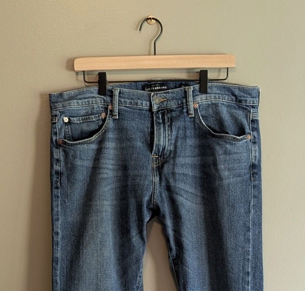 Lucky Brand 110 Skinny Jeans Mens 34x30 Dark Wash Blue Denim Classic Fit 34 Zip